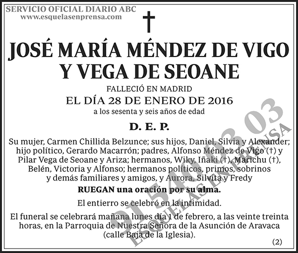 José María Méndez de Vigo y Vega de Seoane
